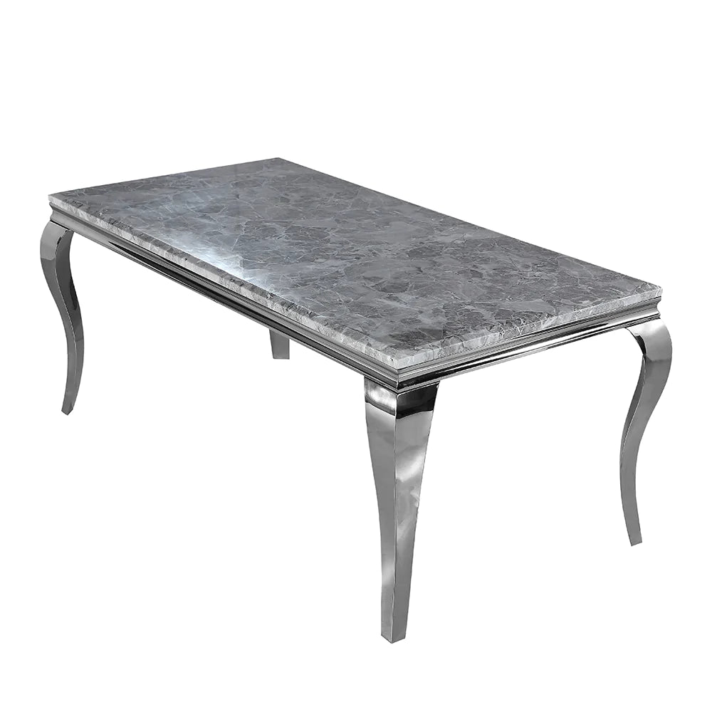 Louis Marble Dining Set With Lewis dark grey Lion Button Back Dining Chairs - Various sizes
