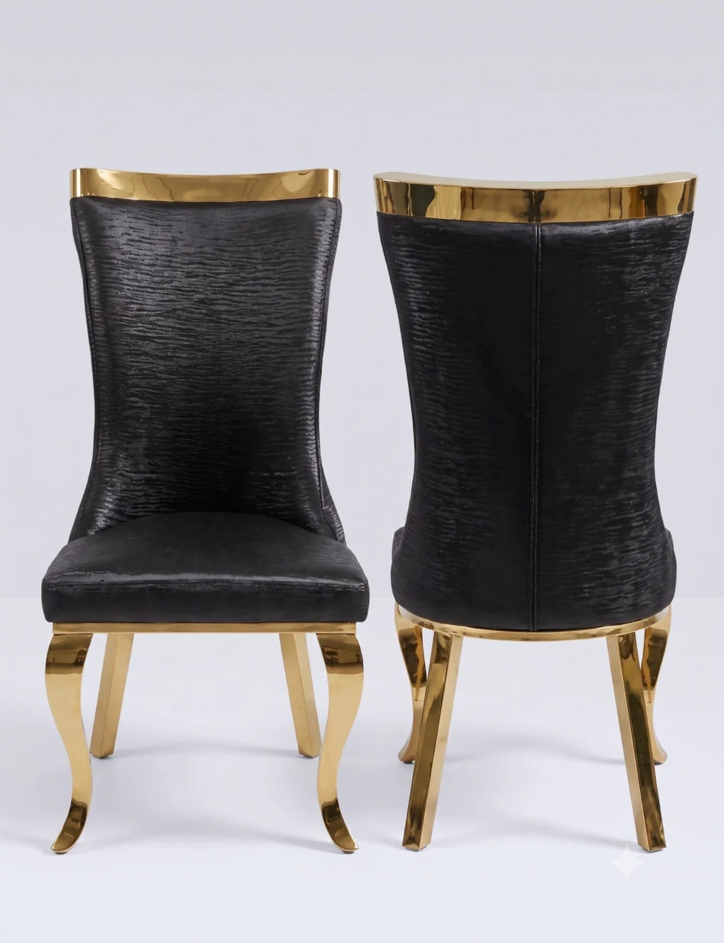 Roxby Black and Gold Dining Chairs Leather | Order 2-4-6-8-10