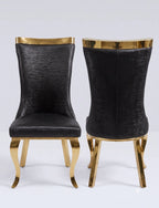 Roxby Black and Gold Dining Chairs Leather | Order 2-4-6-8-10