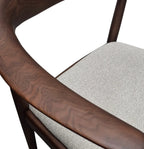 Ferno Walnut Dining Chair in Oatmeal Boucle – Wooden Frame Upholstered Seat