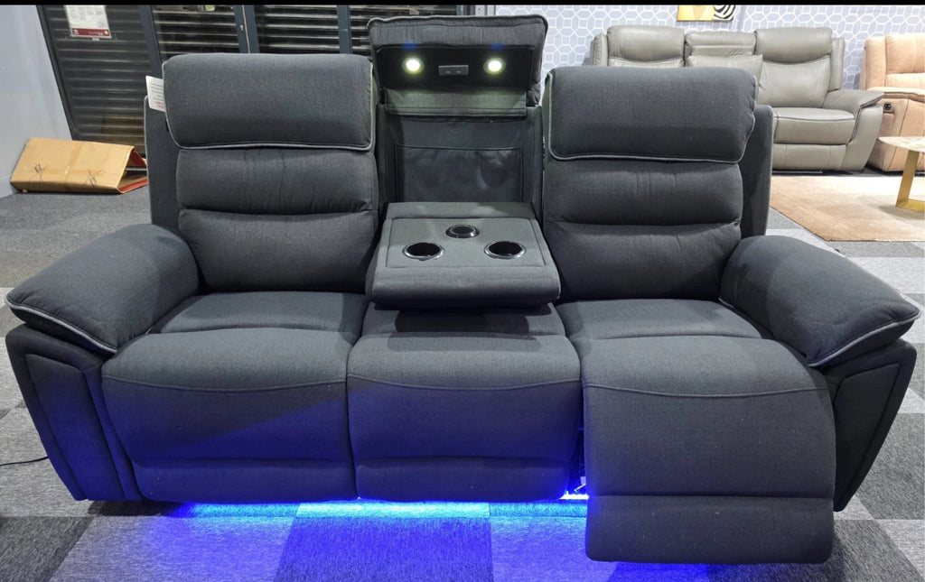 Milano Fabric Platinum 3+2  Electric Recliner Set -Mood Lights/USB Charging