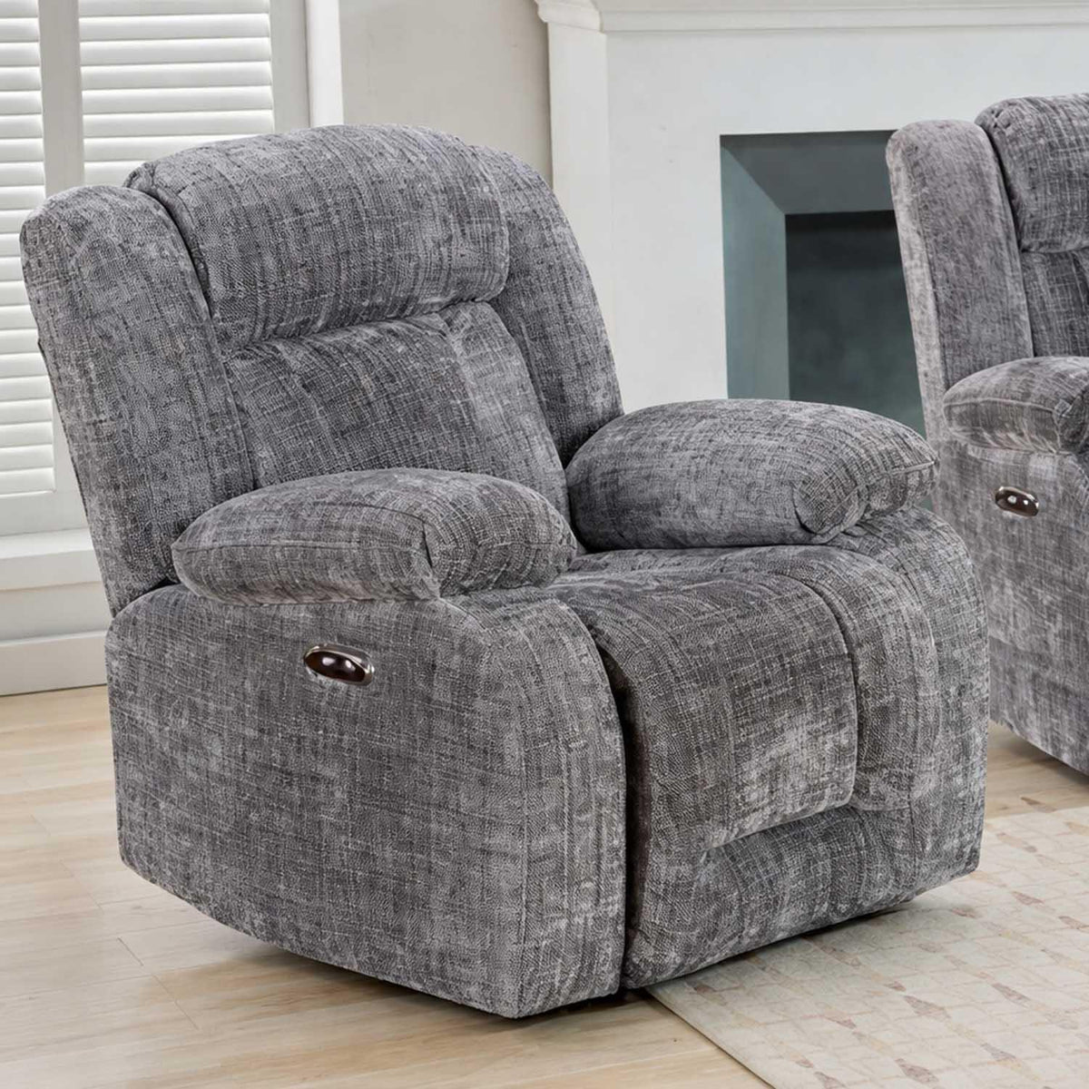 Unico Range Electric Power Grey Fabric Recliners 3, 2 Seater Armchair