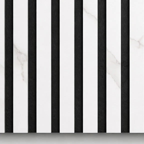 Acoustic White & Grey marble Premium wooden wall Panel 2400mm x 600mm