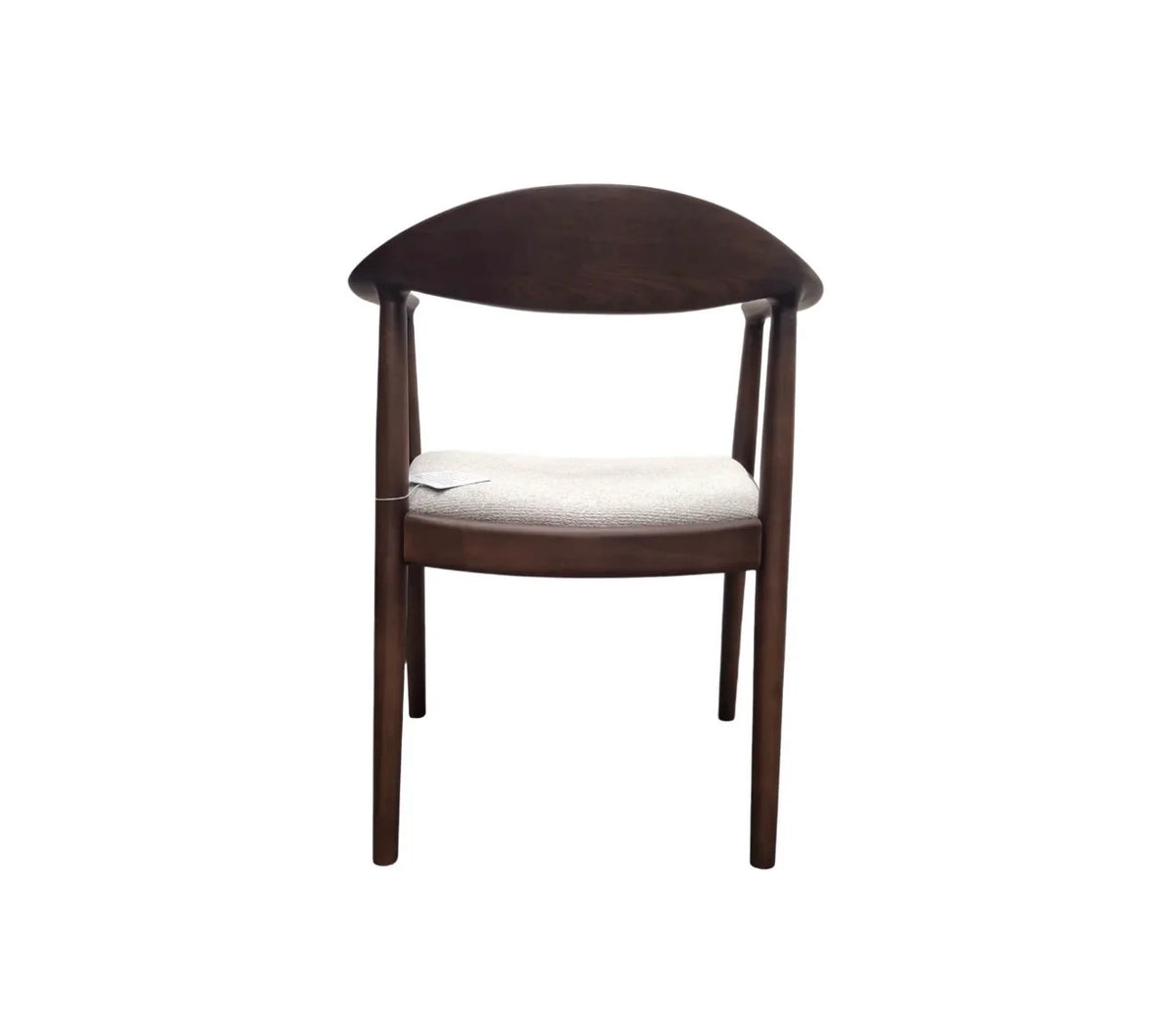 Ferno Walnut Dining Chair in Oatmeal Boucle – Wooden Frame Upholstered Seat
