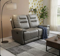 Halifax 2 Seater Grey Leather Electric Recliner Sofa with , LED Lights & USB Port