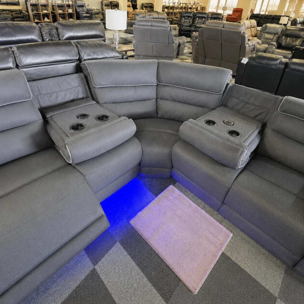Milano Platinum Fabric Electric Corner Recliner Sofa USB charging