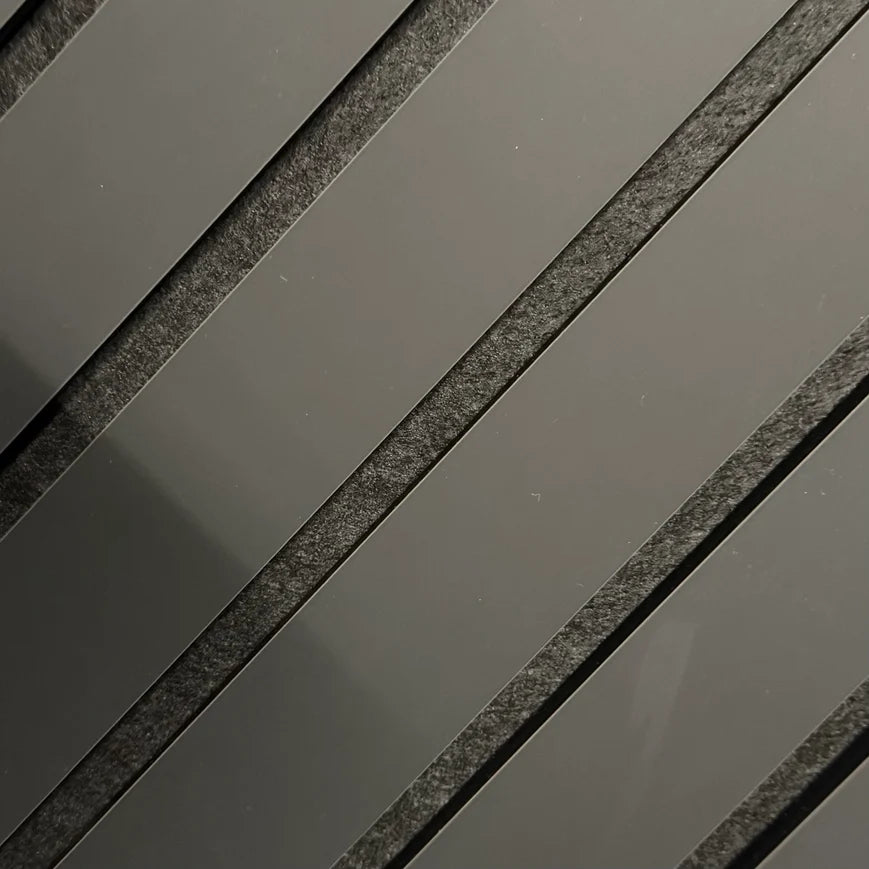 Extra Wide Matte Black 3 sided Felt Acoustic Premium slatted wooden felt back wall Panel 2400mm x 600mm