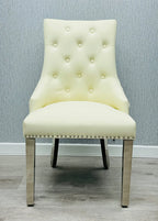 Pair of 2 | Majestic Cream PU Leather Chair Lion Knocker