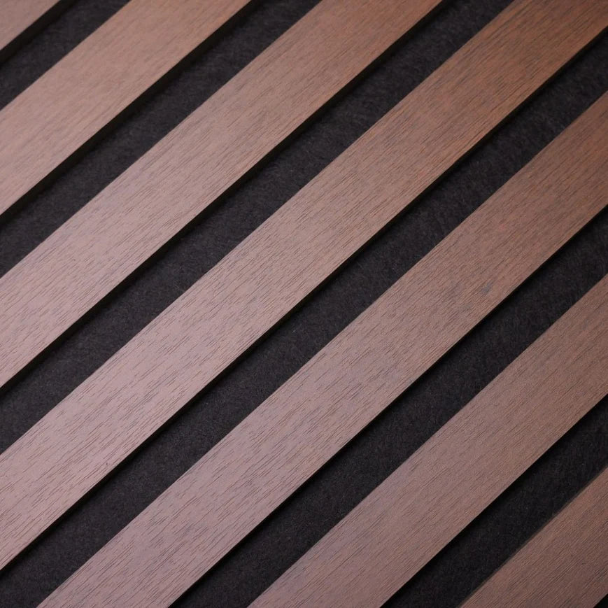 Walnut Acoustic Premium slatted wooden wall Panels 2400mm x 600mm - X1 Panel