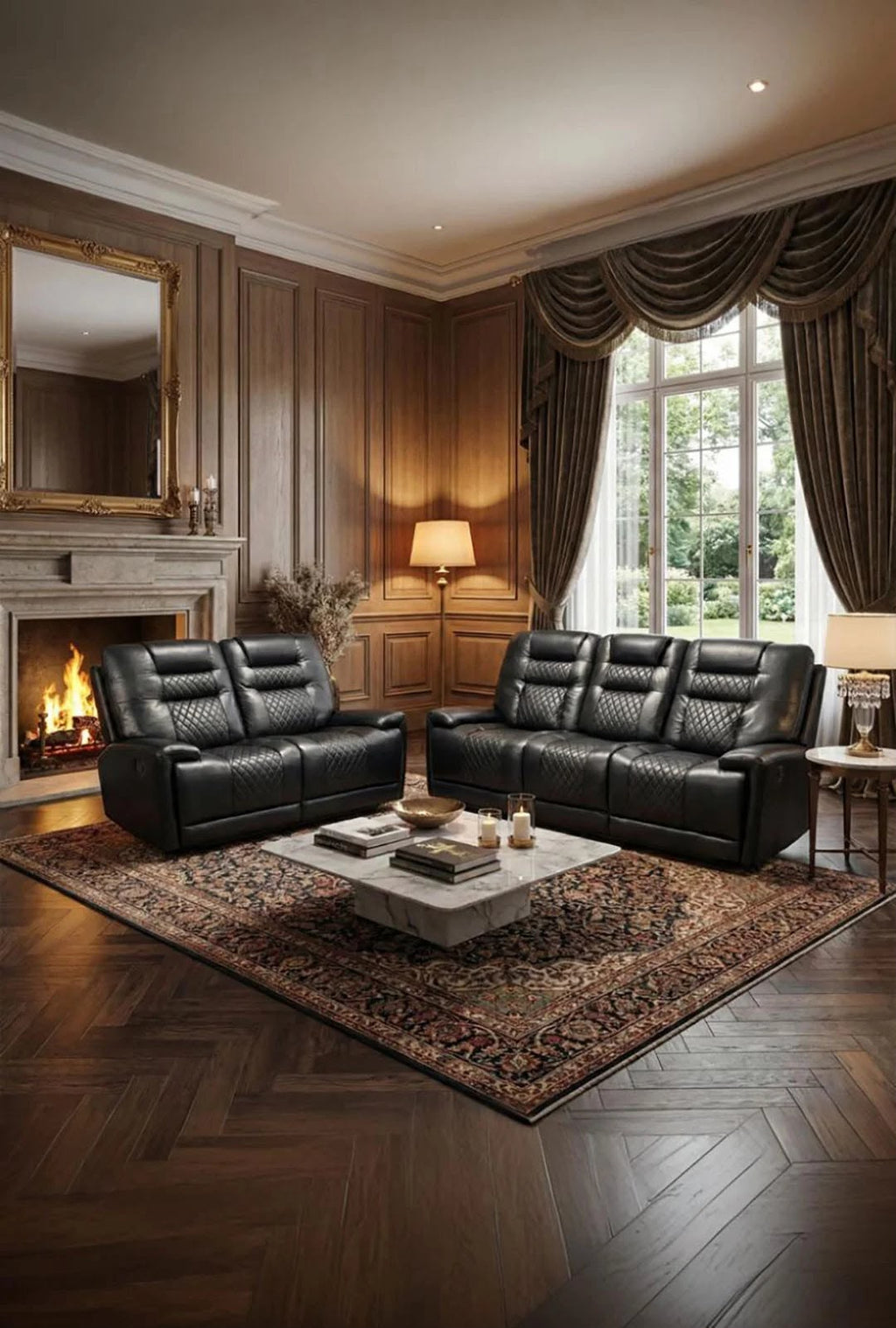 Halifax 3+2  Seater Grey Leather Electric Recliner Sofa with Cup Holders, LED Lights & Wireless Charger, USB Port