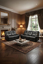 Halifax 3+2  Seater Grey Leather Electric Recliner Sofa with Cup Holders, LED Lights & Wireless Charger, USB Port