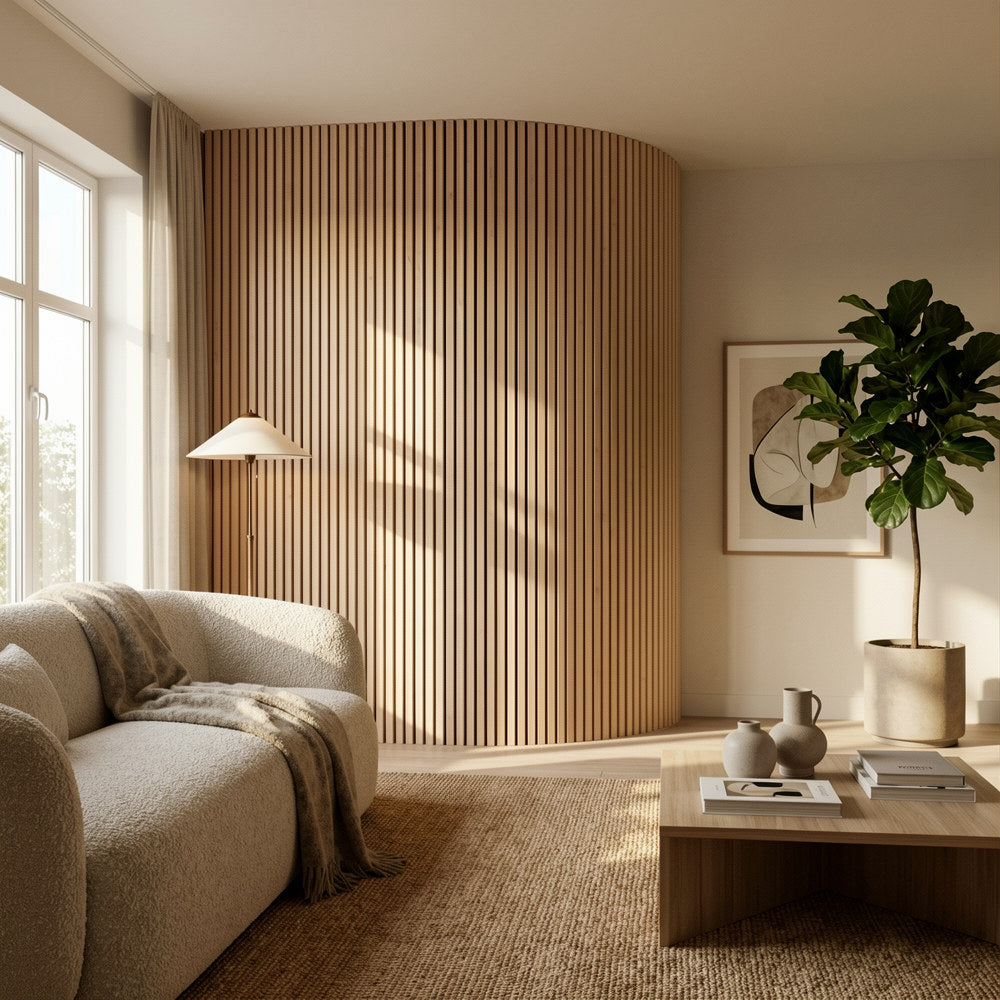 Flexii™ Flex Oak Slatted Wall Panel | Flexible Wood Slats 240cm x 60cm (Set of 2)