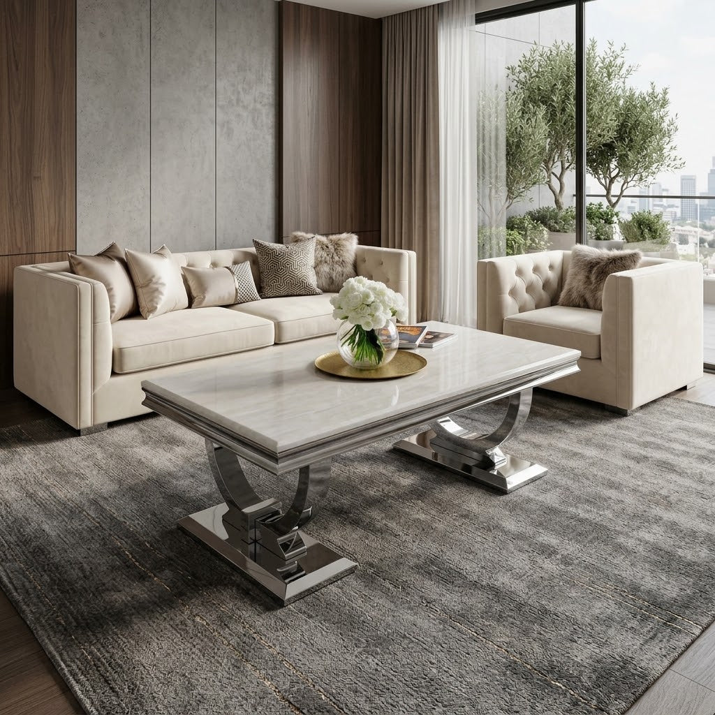 Arianna Cream Marble Coffee Table