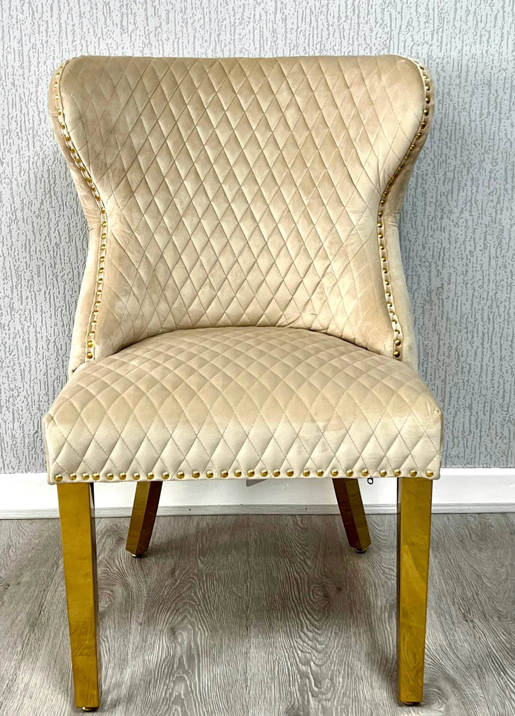 Pair Of 2 Valentino Mink Gold Lion Velvet Chair