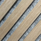 Oak on Grey felt Acoustic Premier 3 Sided wooden wall Panel 2400mm x 640mm x 21mm