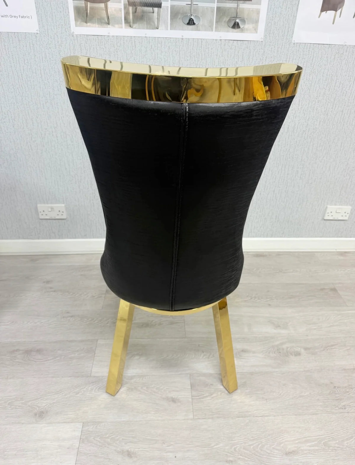 Roxby Black and Gold Dining Chairs Leather | Order 2-4-6-8-10