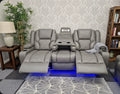 Roma 3 Seater Grey Leather Electric Recliner Sofa with Cup Holders, LED Lights & Wireless Charger, USB Port