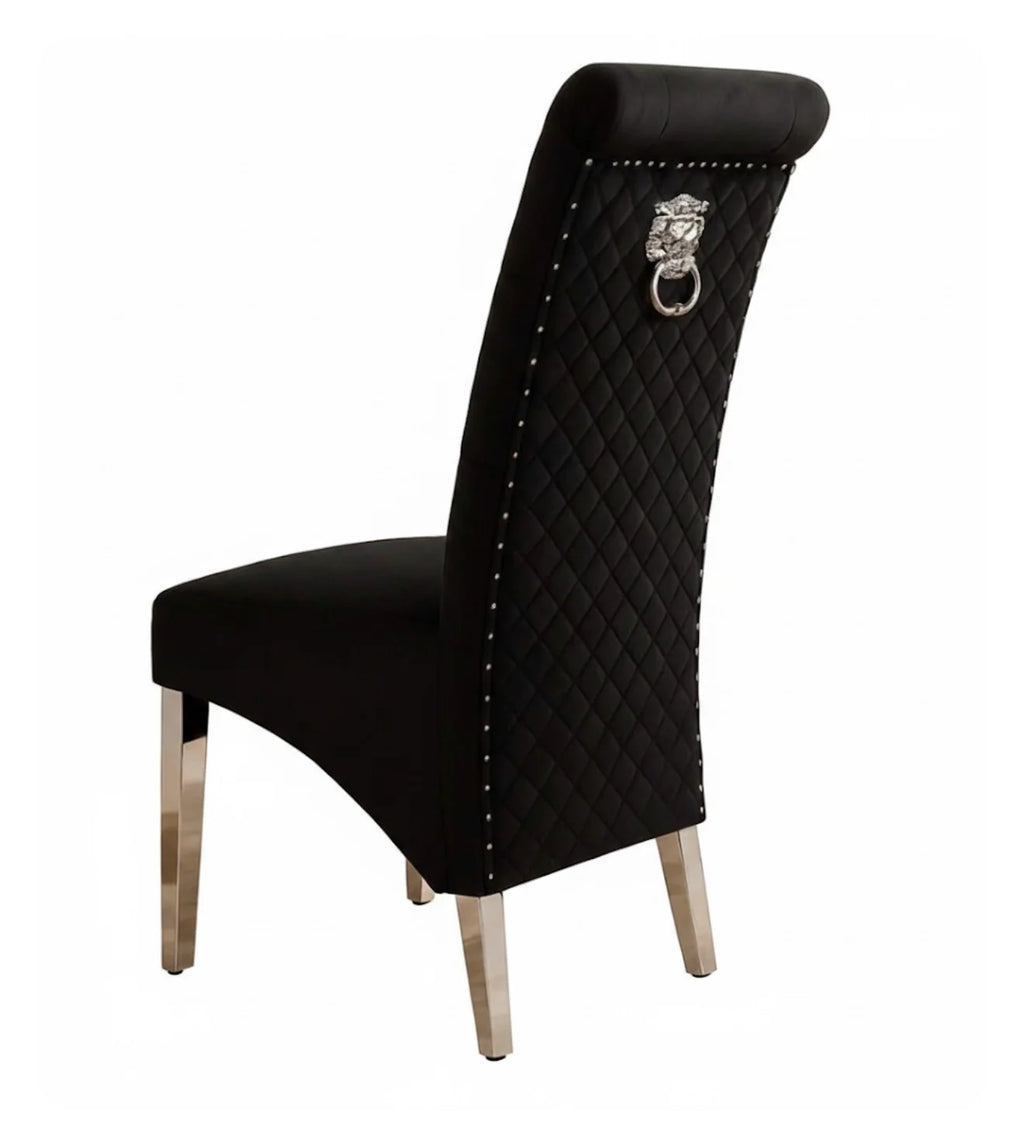 Pair Of 2 Sofia Dining Chair Black Lion Knocker