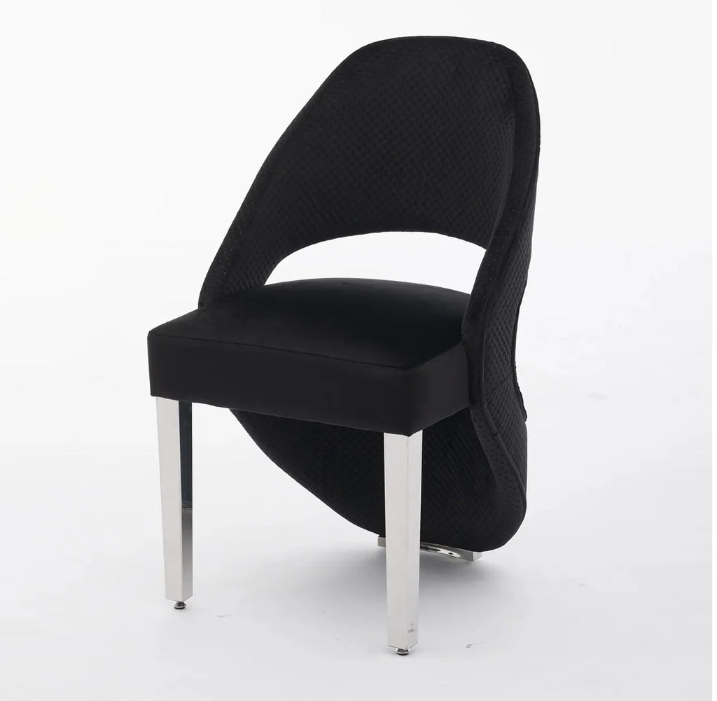 Santorini Black Plush Velvet Dining Chair Chrome Leg