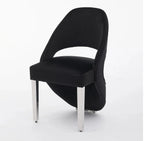 Santorini Black Plush Velvet Dining Chair Chrome Leg