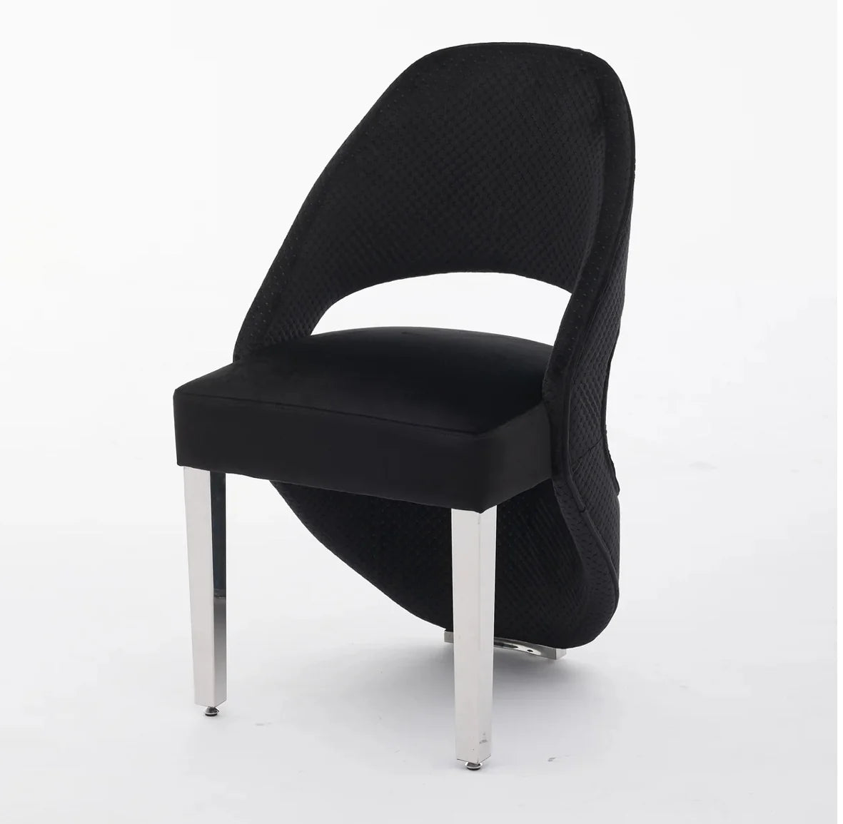 Santorini Black Plush Velvet Dining Chair Chrome Leg