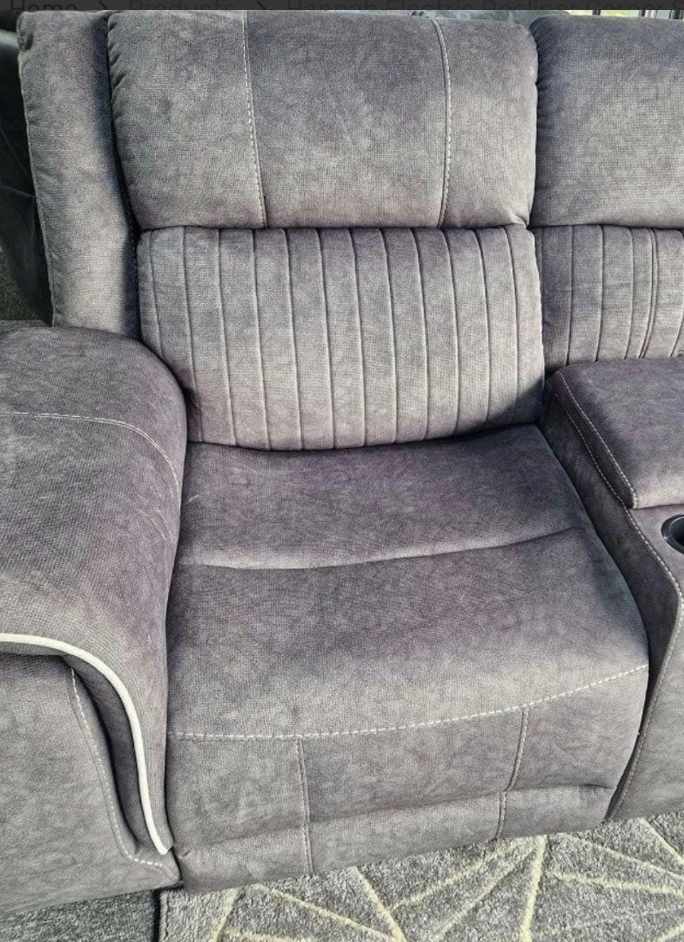 Hannah Electric Recliner Corner Sofa Grey Microfibre Fabric with USB Port, LED Lights & Cup Holders