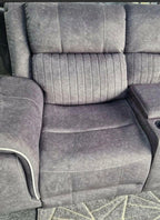 Hannah Electric Recliner Corner Sofa Grey Microfibre Fabric with USB Port, LED Lights & Cup Holders