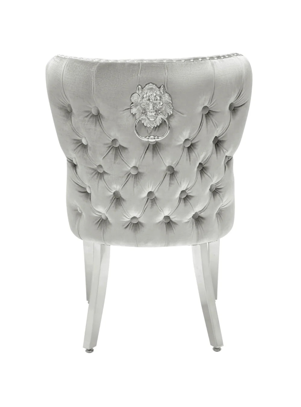 Pair Of 2 Valentino Light Grey - Silver Lion Knocker Chairs