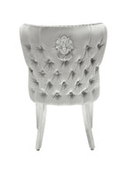 Pair Of 2 Valentino Light Grey - Silver Lion Knocker Chairs