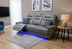 Halifax 3+2  Seater Grey Leather Electric Recliner Sofa with Cup Holders, LED Lights & Wireless Charger, USB Port