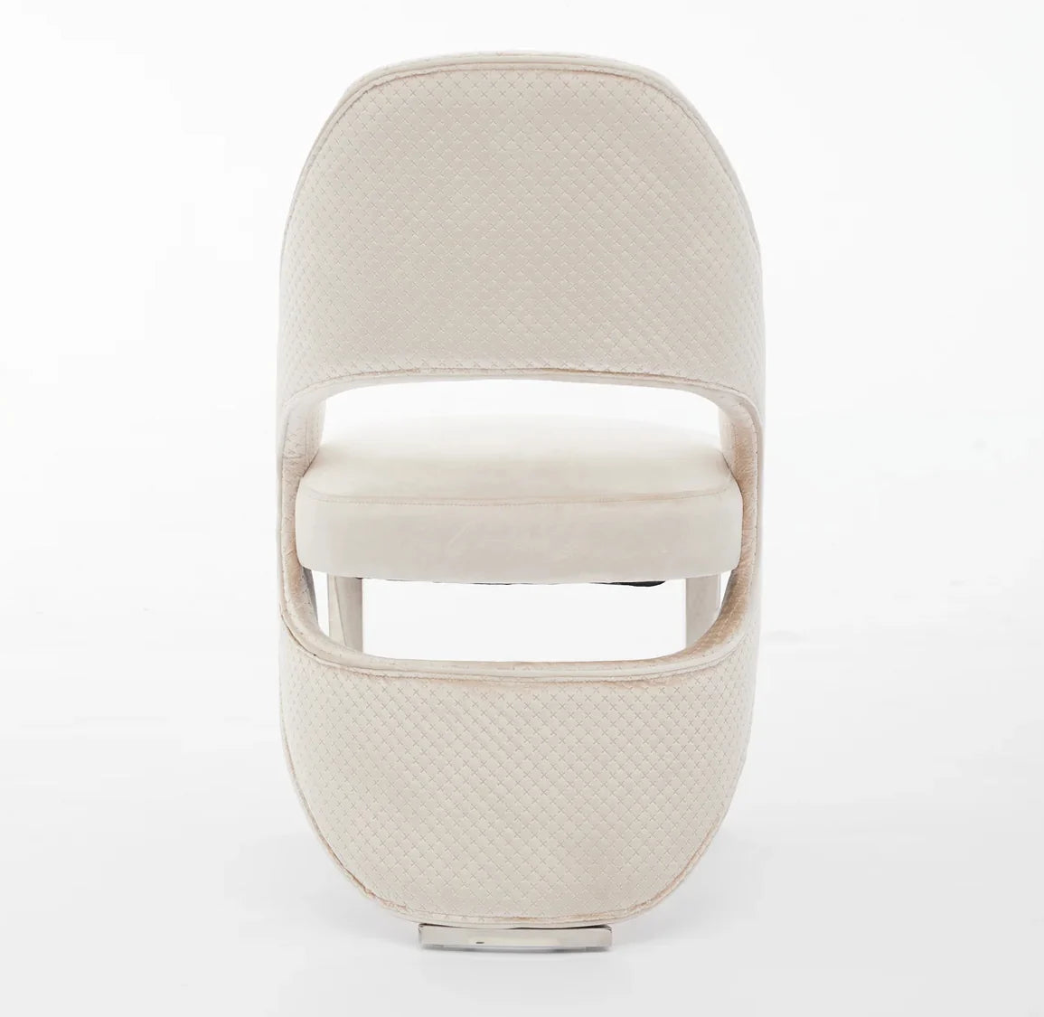 Pair of 2 Santorini Dining Chairs Cream Plush Velvet Chrome Legs