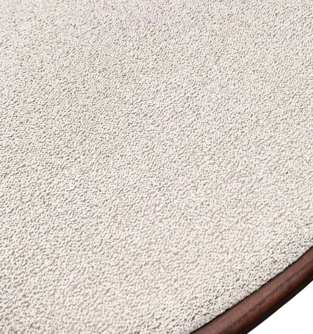 Ferno Walnut Dining Chair in Oatmeal Boucle – Wooden Frame Upholstered Seat