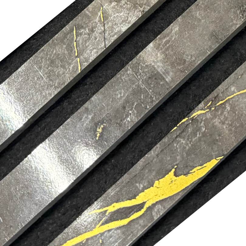 Black & Gold Acoustic Premium slatted wooden felt back wall Panels 2400mm x 600mm - x1 Panel