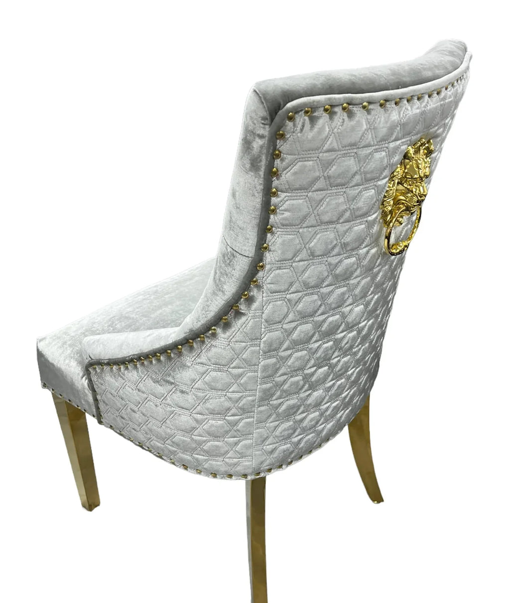 Pair Of 2 Roma Silver Gold Dining Chairs