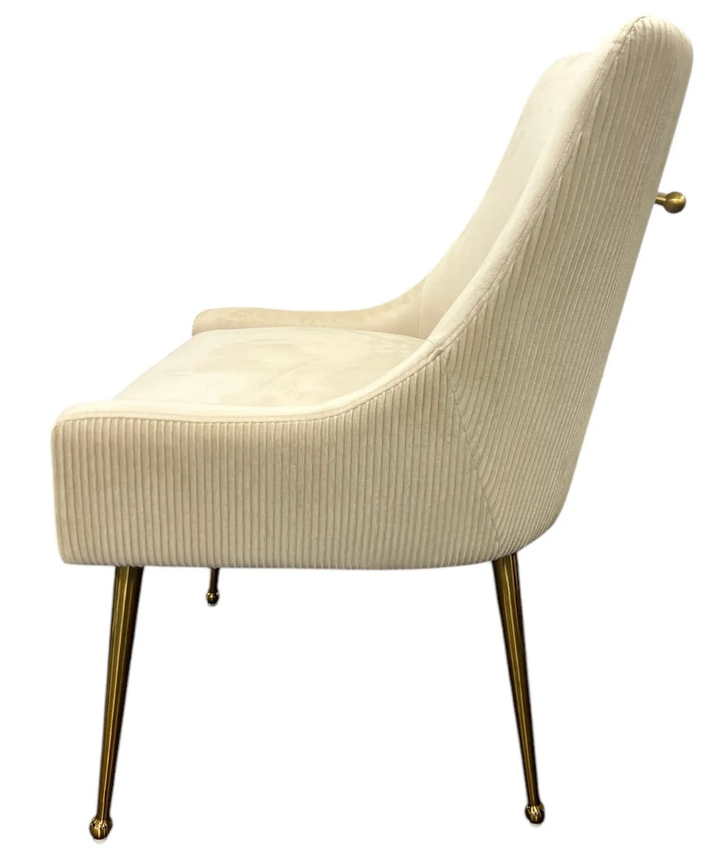 Milan Ivory Dining Chair Gold Legs