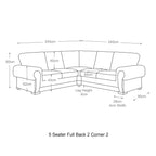 Milan 5 Seater Corner Sofa Fullback