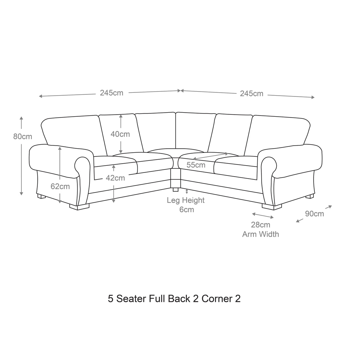 Milan 5 Seater Corner Sofa Fullback