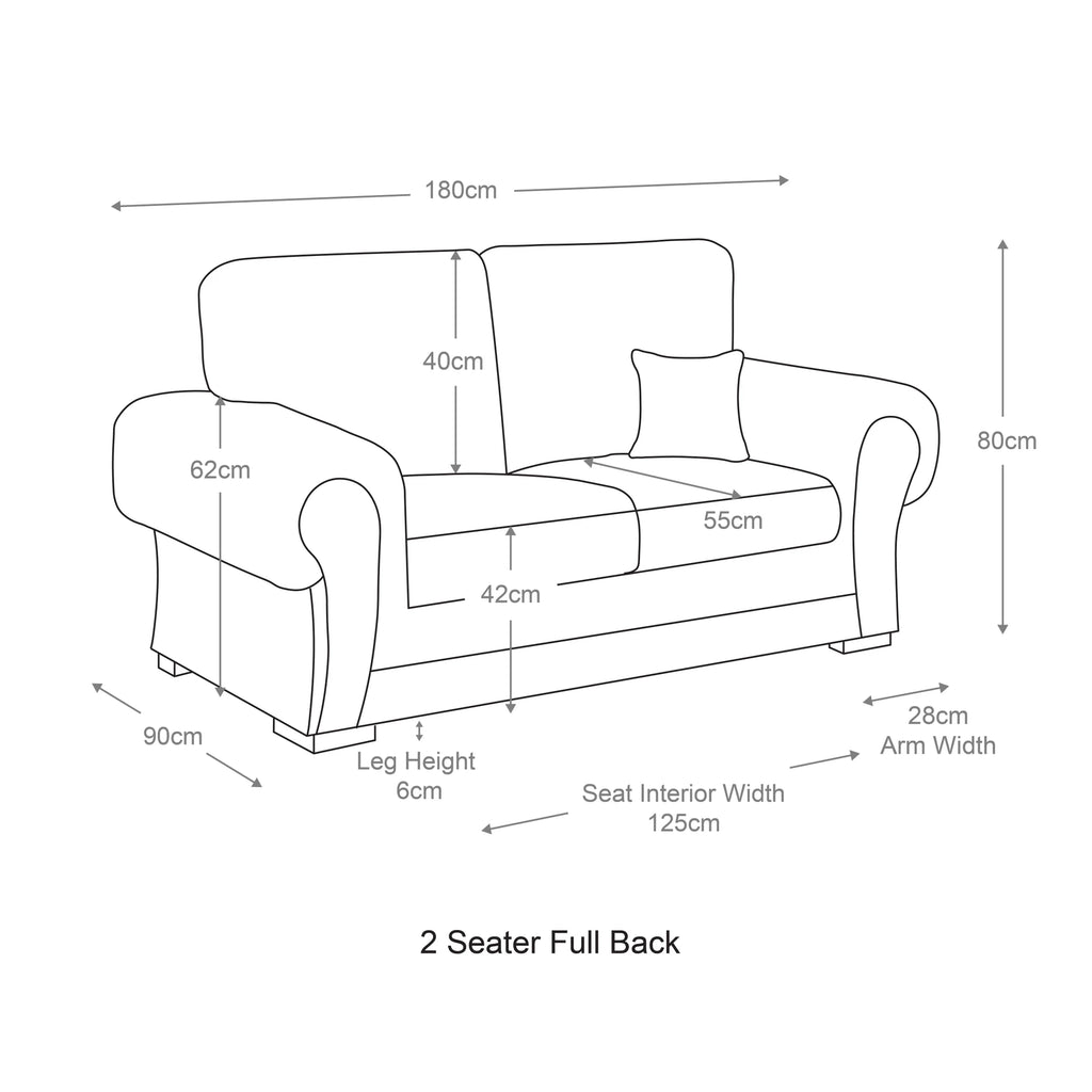 Milan 3 + 2 Seater Fabric Sofa Set Full back