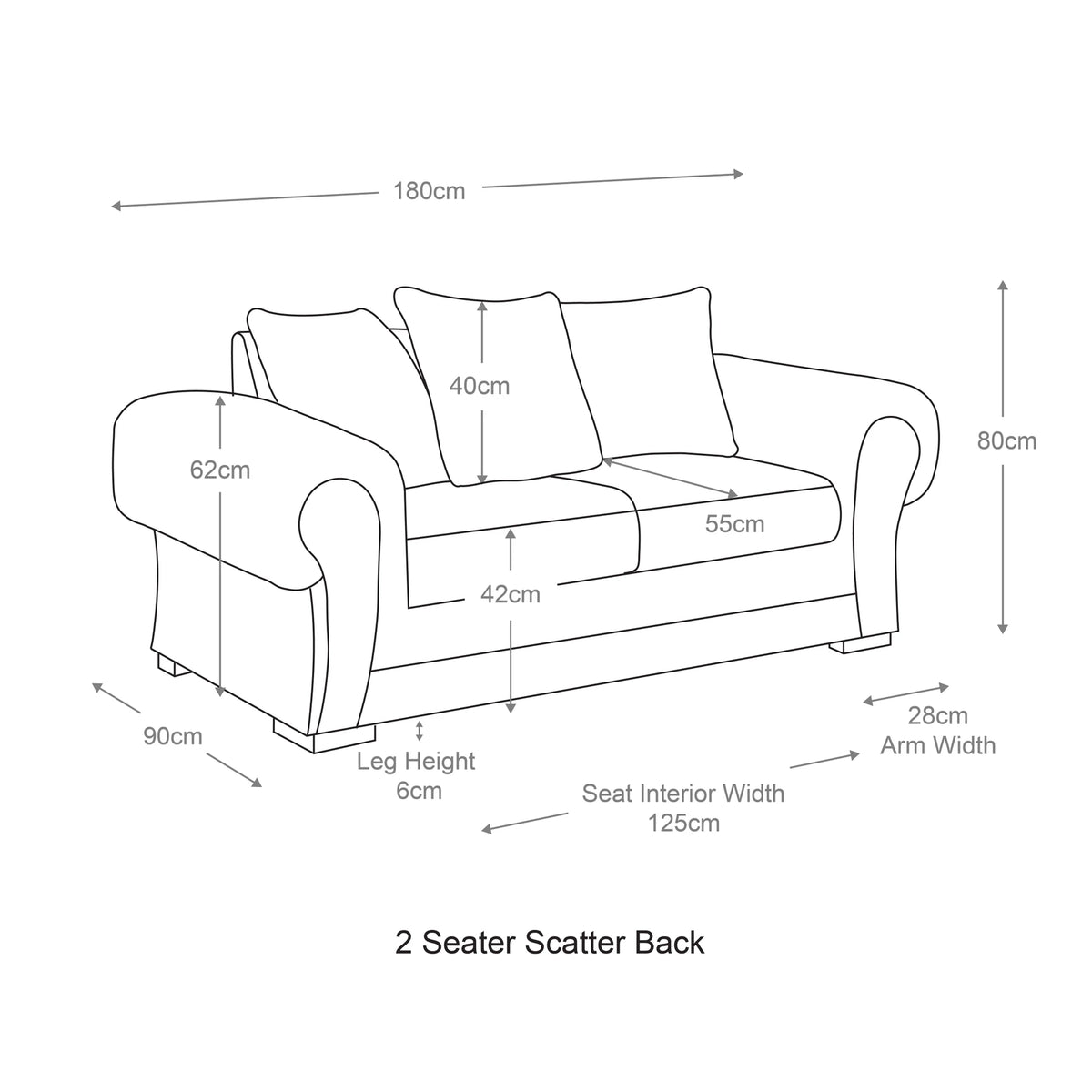 Milan 3 + 2 Seater Fabric Sofa Set Scatter back