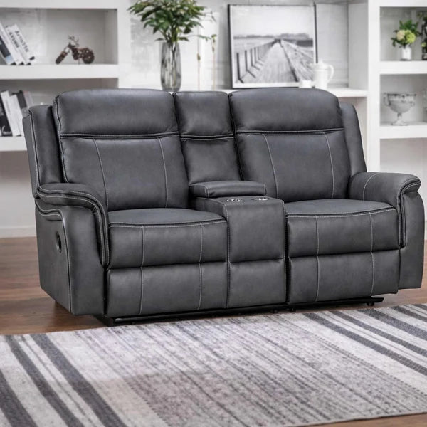 Tara Reclining 2 Piece Sofa Suite Grey Leather Look Fabric 3 + 2
