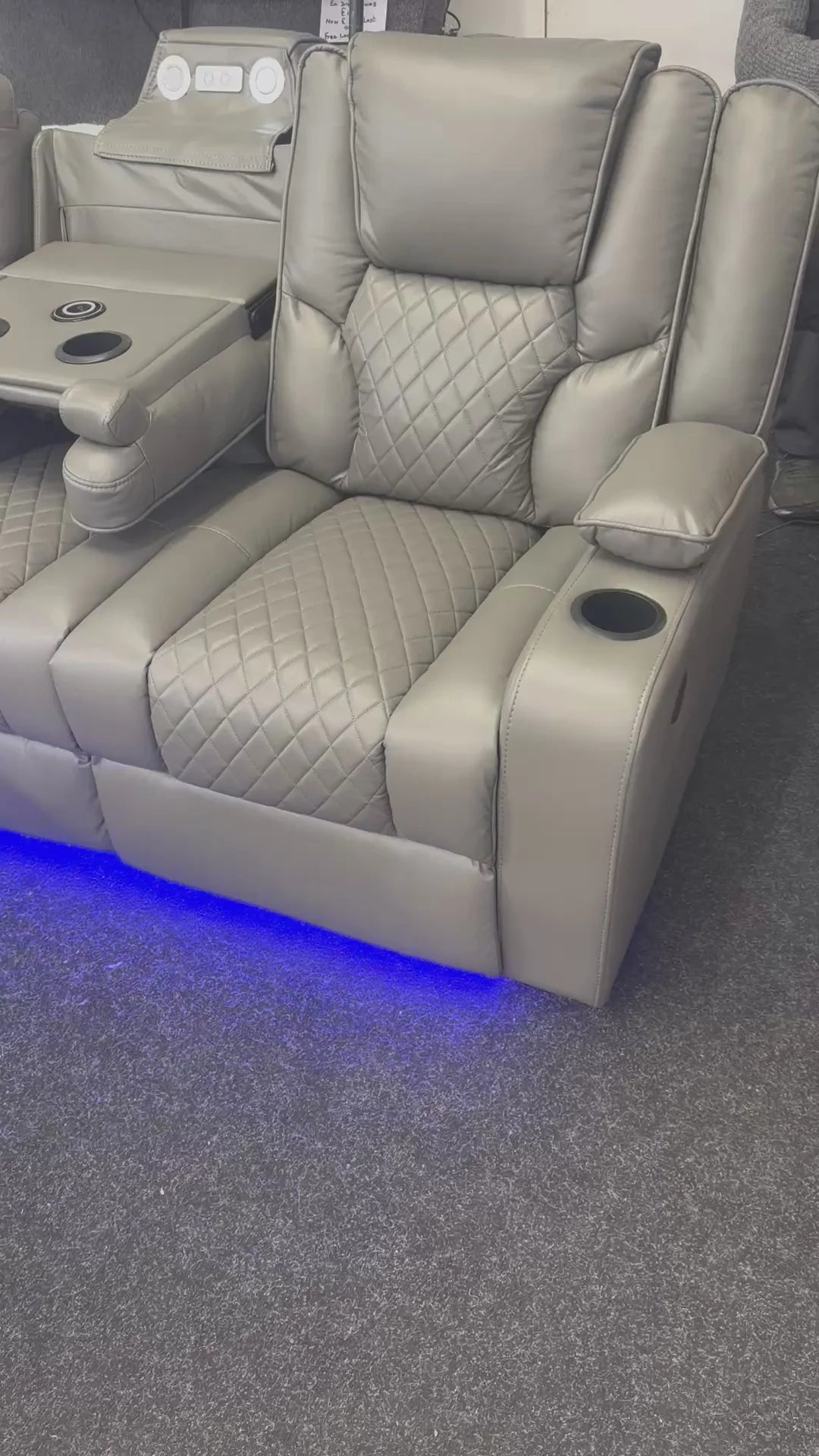 Electric Leather Recliner Grey Roma - 3 Seater Recliner Sofa - 2 Seater Recliner Sofa