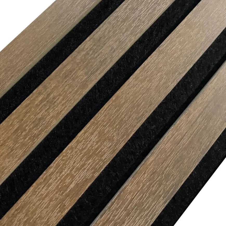 Dark Oak Acoustic Premium slatted wooden felt back wall Panels 2400mm x 600mm - X1 Panel