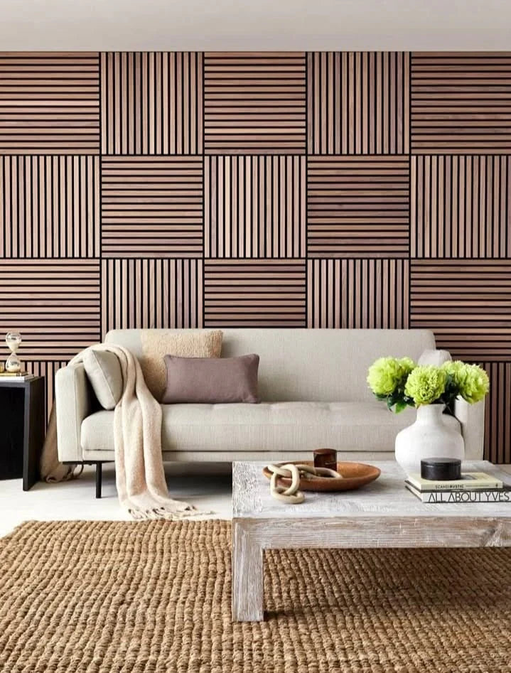 Light Oak Wooden Acoustic Wall Panels – 60cm x 60cm Wall Cladding UK