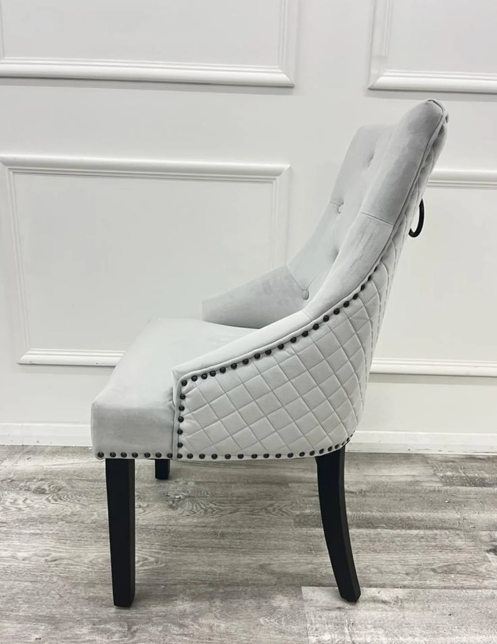 Pair Of 2 Bentley Light Grey Dining Chair Black Leg