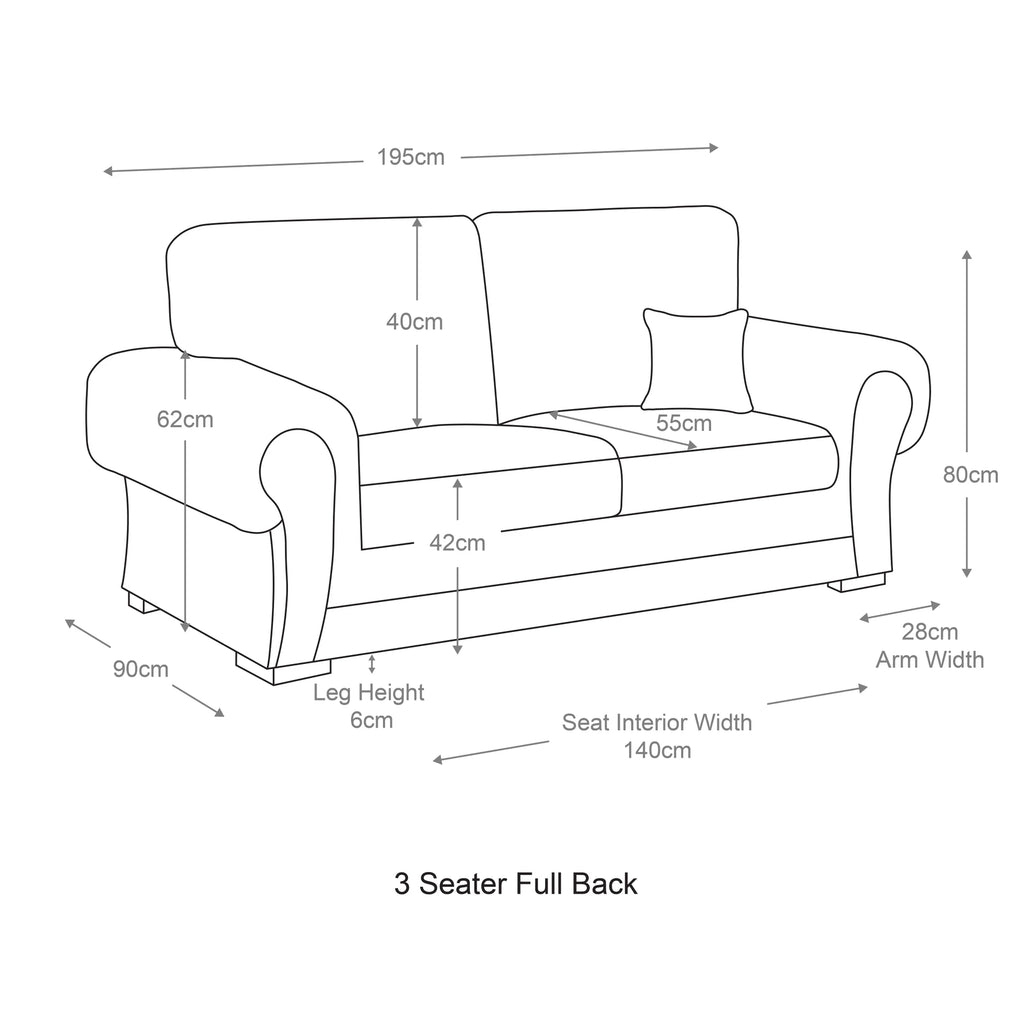 Milan 3 + 2 Seater Fabric Sofa Set Full back