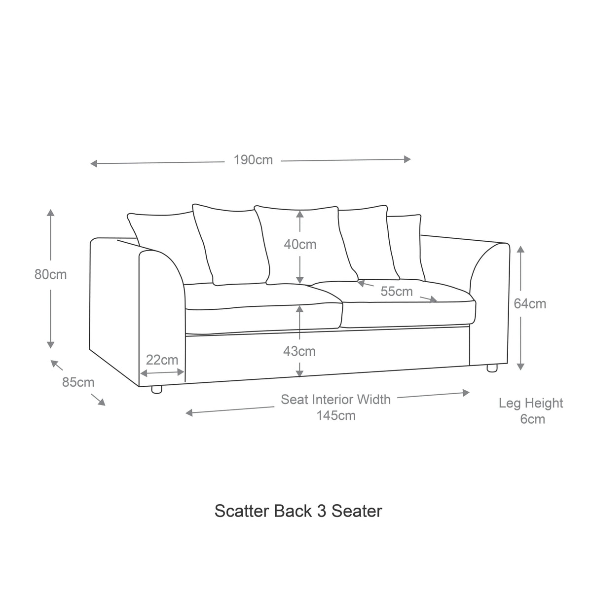 Byron Dundee Grey Fabric Sofa Suite