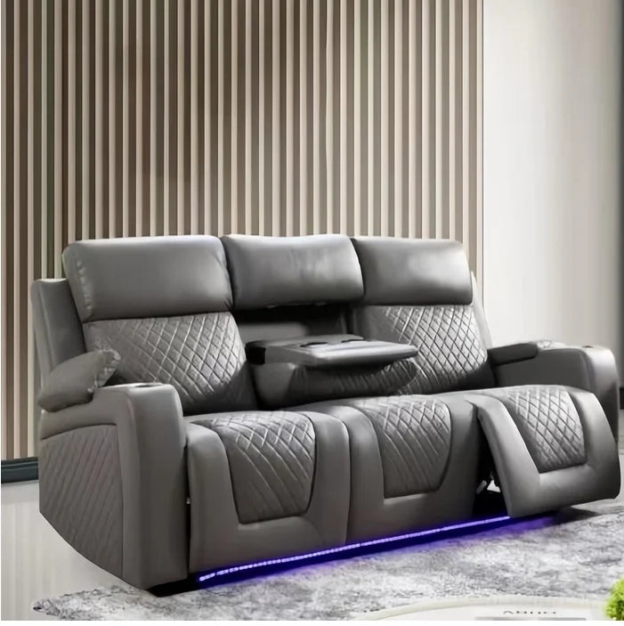 Rio 3 Seater Recliner Sofa - 2 Seater Recliner Sofa Electric Grey