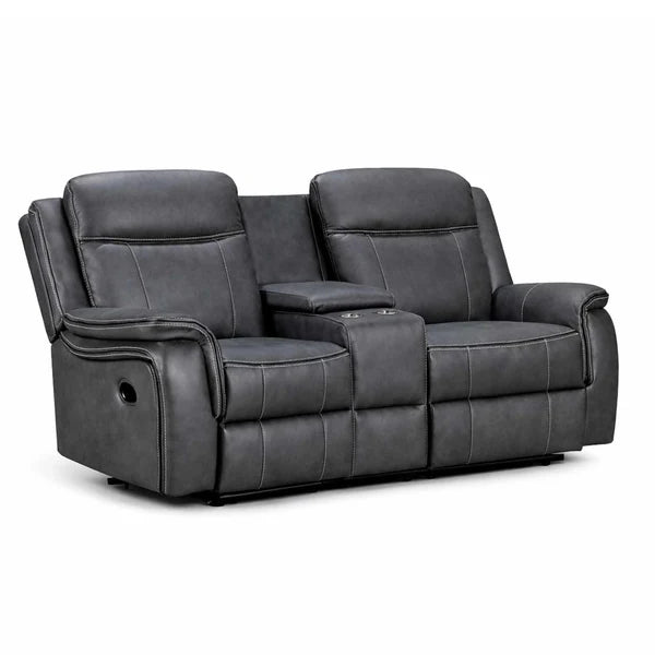 Tara Reclining 2 Piece Sofa Suite Grey Leather Look Fabric 3 + 2