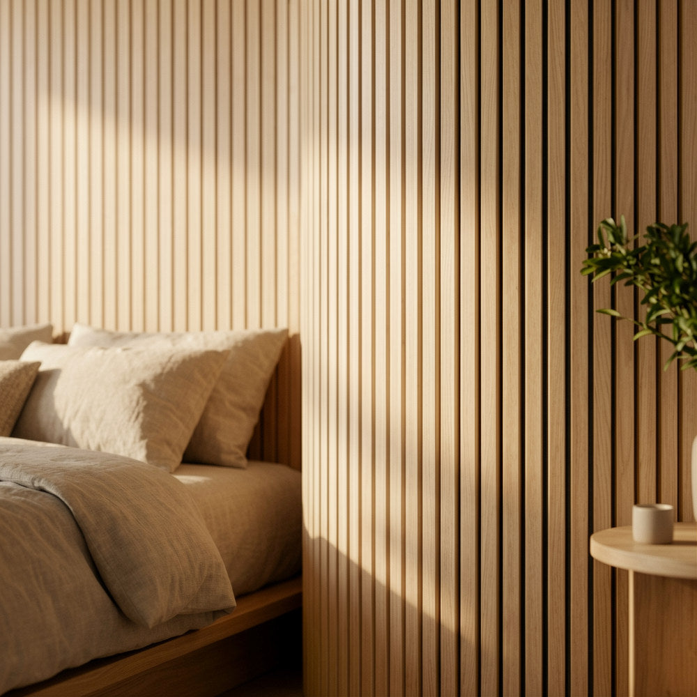 Flexii™ Flex Oak Slatted Wall Panel | Flexible Wood Slats 240cm x 60cm (Set of 2)