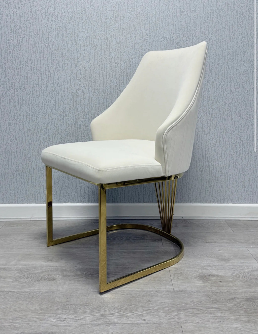 Pair Of 2 Milan Cream And Gold Dining Chair